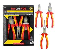 C.K Redline 2025 Edition VDE Lot de 3 pinces et coupe-câbles, pince combinée allemande isolée électrique, pince coupante et coupe-fil combiné, coupe-fil pour électricien, cisaille d'électricien CK