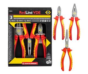 C.K Redline 2025 Edition VDE Lot de 3 pinces et coupe-câbles, pince combinée allemande isolée électrique, pince coupante et coupe-fil combiné, coupe-fil pour électricien, cisaille d'électricien CK