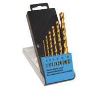 C.K T3293 HSS Jeu de forets pour le métal 6 pièces 2 mm, 3 mm, 4 mm, 5 mm, 8 mm TiN DIN 338 tige cylindrique 1 set