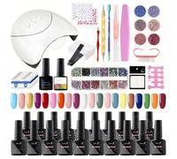 C Kit Ongle Gel 8 ml 20 couleurs 37 pièces Effet brillant longue tenue Convient aux débutants Avec lampe UV Kit Vernis Semi