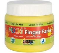 KREUL 28102 - Mucki peinture au doigt pour tissu, 150 ml en jaune, sans paraben, sans gluten, sans lactose et végétalienne, optimale pour l'application avec les doigts et les mains