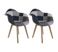 C L'AFFAIRE Lot de 2 fauteuils Patchwork Bleu et Gris - Damier