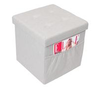 C L'AFFAIRE Pouf-coffre pliable capitonné blanc chiné - COLIO
