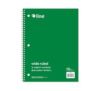 C-Line Cahier 3 sujets vert ligné 9 x 11 120 feuilles (22543) | Carnet de notes 3 sujets à lignes larges Vert 22,9 x 27,9 cm 120 feuilles