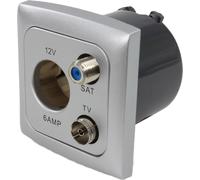 C-Line Presto Inprojal CBE 12 Volt Prise Sat TV + cadre + isodose argenté