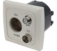 C-Line Presto Inprojal CBE 12 Volt Prise Sat TV + cadre + isodose blanc
