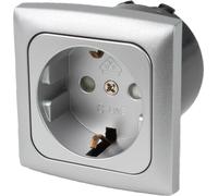 C-Line Presto Inprojal CBE prise Schuko + cadre de recouvrement + Isodose 220 / 230 Volt argenté