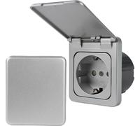 C-Line Presto Inprojal CBE prise Schuko + couvercle rabattable + Isodose 220 / 230 Volt argenté