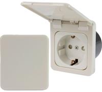 C-Line Presto Inprojal CBE prise Schuko + couvercle rabattable + isodose 220 / 230 Volt blanc