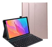 C/N Clavier étui pour Lenovo Tab M10 FHD Rel, AZERTY Slim PU Housse Détachable Wireless Clavier Keyboard sans Fil Coque pourLenovo Tab M10 FHD Rel TB-X605FC/X605LC, Rose Or