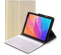 C/N Clavier étui pour Lenovo Tab M10 FHD Rel, QWERTY Slim PU Housse Détachable Wireless Clavier Keyboard sans Fil Coque pour Lenovo Tab M10 FHD Rel TB-X605FC/X605LC, Rose Or