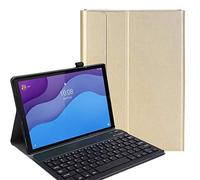 C/N Clavier étui pour Lenovo Tab M10 HD (2nd Gen) 10.1, AZERTY Slim PU Housse Détachable Wireless Clavier Keyboard sans Fil Coque pour Lenovo Tab M10 HD (2nd Gen) 10.1 TB-X306F/X306X, Or