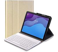 C/N Clavier étui pour Lenovo Tab M10 HD (2nd Gen) 10.1, QWERTY Slim PU Housse Détachable Wireless Clavier Keyboard sans Fil Coque pour Lenovo Tab M10 HD (2nd Gen) 10.1 TB-X306F/X306X, Or