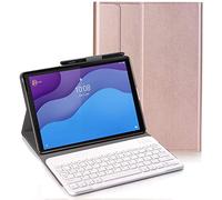C/N Clavier étui pour Lenovo Tab M10 HD (2nd Gen) 10.1, QWERTY Slim PU Housse Détachable Wireless Clavier Keyboard sans Fil Coque pour Lenovo Tab M10 HD (2nd Gen) 10.1 TB-X306F/X306X, Rose Or
