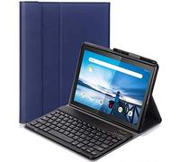 C/N Clavier étui pour Lenovo Tab M10 TB-X605/TB-X505, QWERTY Slim PU Housse Détachable Wireless Clavier Keyboard sans Fil Coque pour Lenovo Tab M10 TB-X605F/L TB-X505F/L 10,1 Pouce, Bleu
