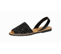 C.Ortuño Avarcas Sandales d'été en cuir véritable pour femme Sandales à paillettes Espandrillos Menorquinas Menorca (Noir, Système de taille de chaussures UE, Adulte, Femme, Numérique, M, 36)