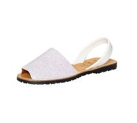 C.Ortuño Avarcas Sandales d'été en cuir véritable pour femme Sandales à paillettes Espandrillos Menorquinas Menorca (blanc, système de taille des chaussures européenne, Adulte, Femme, Numérique, M, 38