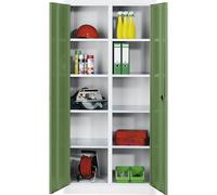 C + P Möbelsysteme Armoire à outils C+P avec portes battantes, 10 compartiments intérieurs, H1950xL930xP500mm Façade vert réséda Corps gris clair Quantité:1