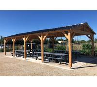 C.P.B.F Carport 4 voitures en bois Douglas 10 poteaux sans couverture - 46 à 94 m² - V2P40x115