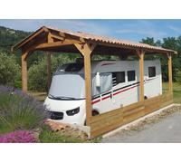 C.P.B.F Carport camping-car bois Douglas 23 à 41 m² H. 3,20 m - Azur 6 poteaux - CC2P35x65