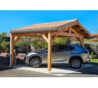 C.P.B.F Carport simple en bois Douglas 4 poteaux sans couverture - 12 à 30 m² - V2P30x40