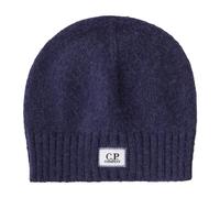 C.p. Company - Bonnet côtelé en laine d`alpaga avec écusson logo - Homme - Accessoires - Bleu - Taille: ONE Size