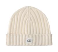 C.p. Company - Extrafine Merino Wool Logo Beanie - Homme - Accessoires - Blanc - Taille: ONE Size