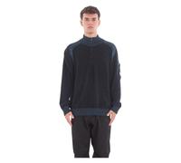C.p. Company - Fleece Knit Half Zip Lens Sweater - Homme - Pulls - Bleu - Taille: S