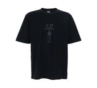 C.p. Company, Homme, Tops, Noir, Taille: M T-shirt 30/2 avec logo brodé British Sailor