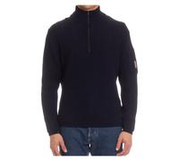 C.p. Company - Pull côtelé avec fermeture éclair au quart - Homme - Pulls - Bleu - Taille: M