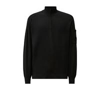 C.p. Company - Pull en Crêpe de Coton Demi-Zip - Homme - Sweatshirts et sweats à capuche - Noir - Taille: L