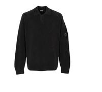 C.p. Company - Pull en maille polo en coton chenillé - Homme - Pulls - Noir - Taille: S
