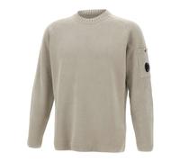 C.p. Company - Pull Ras du Cou en Chenille de Coton avec Logo Lens - Homme - Pulls - Gris - Taille: L