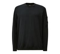 C.p. Company - Pull Ras du Cou en Crêpe de Coton avec Logo Lens - Homme - Pulls - Bleu - Taille: XL