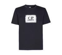 C.p. Company - T-Shirt 30/1 Jersey Label en Total Eclipse Blue - Homme - Tops - Bleu - Taille: L