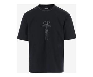 C.p. Company - T-shirt en coton avec logo - Homme - Tops - Noir - Taille: 2XL