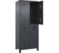 C+P Evolo Plus Casier à 2 étages Gris Largeur 800 mm Avec pieds larges Verrou rotatif