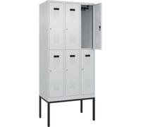 C+P Evolo Plus Casier à double étage 3 compartiments Gris clair Largeur 900 mm Avec pieds étroits Serrure à cylindre