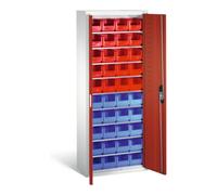 C + P Möbelsysteme Armoire à bacs C+P avec 40 bacs à bec, H1690xL700xP300mm Façade rouge rubis Corps gris clair Quantité:1