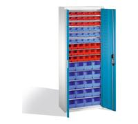 C + P Möbelsysteme Armoire à bacs C+P avec 74 bacs à bec, H1690xL700xP300mm Façade bleu clair Corps gris clair Quantité:1