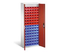 C + P Möbelsysteme Armoire à bacs C+P avec 90 bacs à bec, H1690xL700xP300mm Façade rouge rubis Corps gris clair Quantité:1