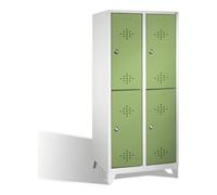 C + P Möbelsysteme Armoire à deux niveaux C+P Classic sur pieds, 4 compartiments, H1850xL810xP500mm Face avant Reseda vert corps gris clair Quantité:1