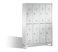 C + P Möbelsysteme Armoire à deux niveaux C+P Classic sur pieds, 8 compartiments, H1850xL1190xP500mm avant gris clair corps gris clair gris clair Quantité:1