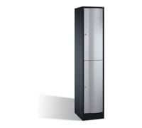 C + P Möbelsysteme Armoire à deux niveaux C+P Resisto, 2 compartiments, H1950xL396xP540mm face avant blanc corps aluminium noir gris noir Quantité:1