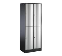 C + P Möbelsysteme Armoire à deux niveaux C+P Resisto, 4 compartiments, H1950xL770xP540mm face avant blanc corps aluminium noir gris noir Quantité:1