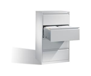 C + P Möbelsysteme Armoire à dossiers suspendus pour classeurs DIN A4 C+P, tiroirs, deux rangs, façade gris clair, corps gris clair Quantité:1