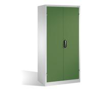 C + P Möbelsysteme Armoire à outils C+P à portes battantes, 3 tablettes et 3 tiroirs, H1950xL930xP600mm Façade vert réséda Corps gris clair Quantité:1
