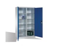 C + P Möbelsysteme Armoire à outils C+P avec portes battantes, 10 compartiments intérieurs, H1950xL1200xP500mm Façade bleu gentiane Corps gris clair Quantité:1
