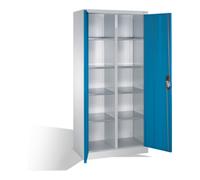 C + P Möbelsysteme Armoire à outils C+P avec portes battantes, 10 compartiments intérieurs, H1950xL930xP500mm Façade bleu clair Corps gris clair Quantité:1