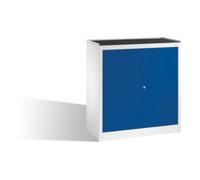 C + P Möbelsysteme Armoire à outils C+P avec portes battantes, 2 étagères et tiroir, H1020xL940xP500mm façade gentiane bleu clair corps gris clair Quantité:1